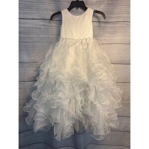 Girls Ruffled Sleeveless Dress With Organza Layers & Satin Bodice Flower Girl